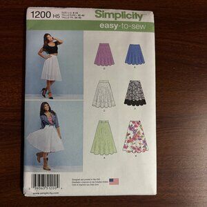 Simplicity Easy to Sew Pattern 1200 H for Misses' 3/4 Circle Skirt
